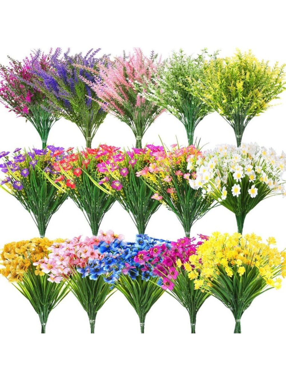 60 Bundles of Classic Outdoor Artificial Fall Flowers - Bulk Green Decor